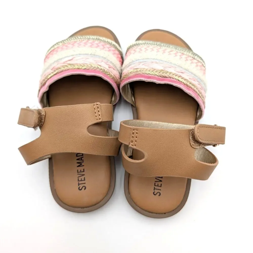 Steve Madden Kassi Flat Sandal Open Round Toe Girl's Pink Size US10